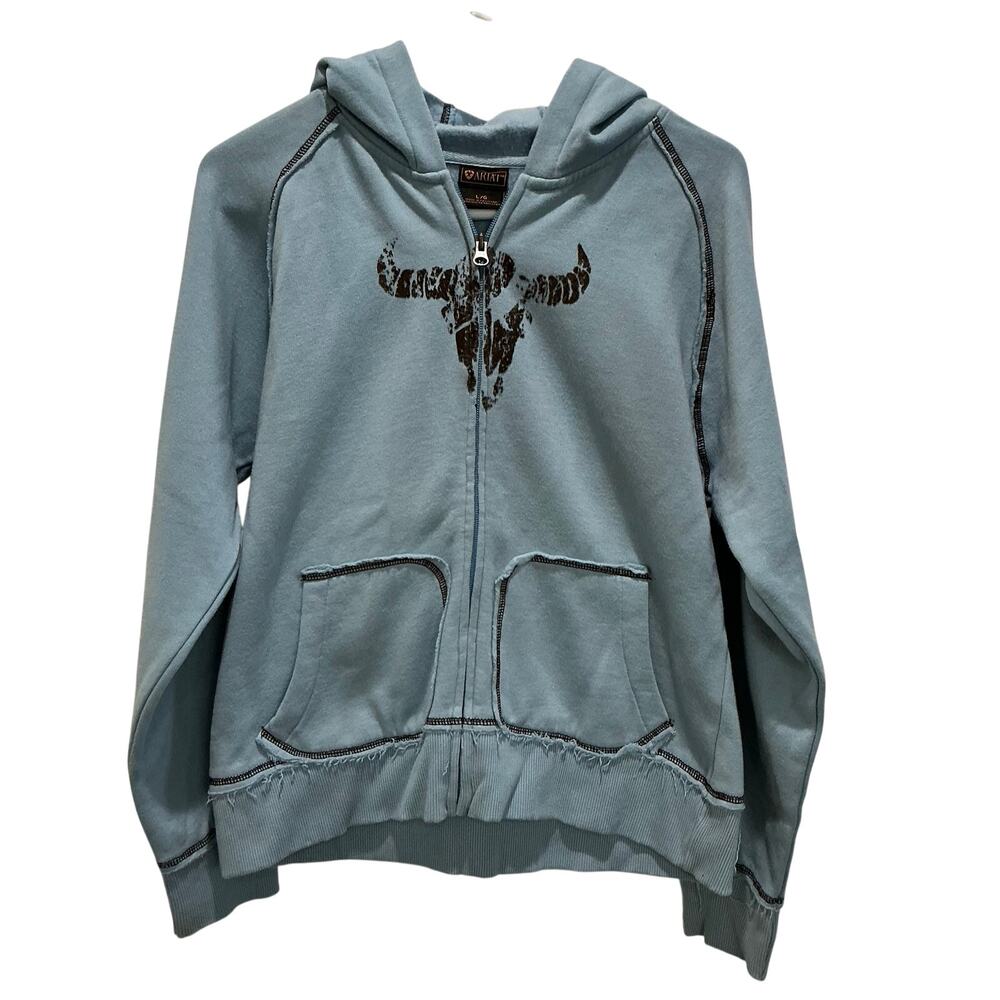 Ariat Full Zip Women’s Cotton Blend Hoodie Light Blue Size Large (L)